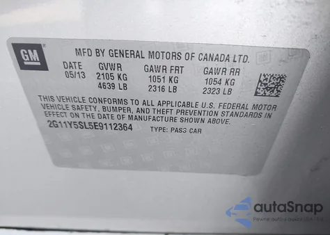 2014 Chevrolet Impala 1Ls из США, поврежденный, VIN 2G11Y5SL5E9112364